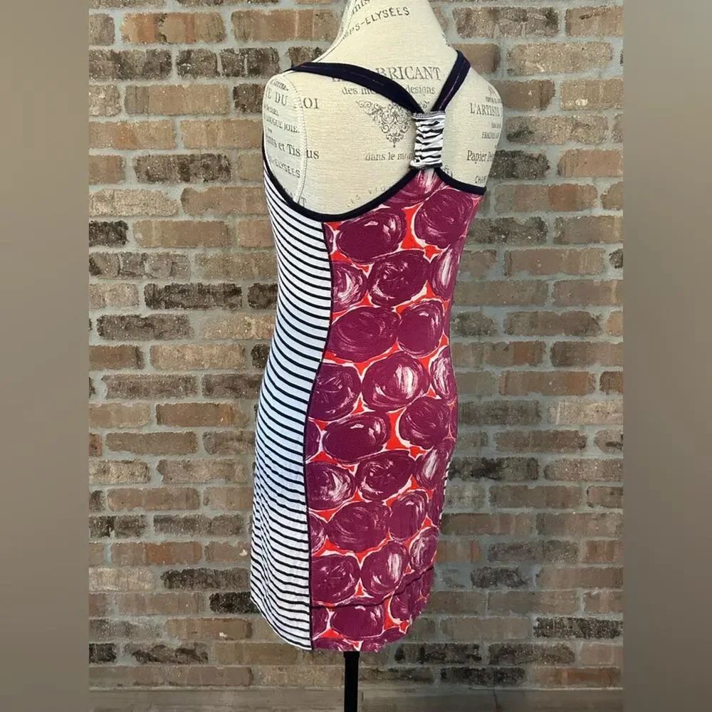 Tory burch Allison knit tank dress lightweight purple stripes abstract sz XS
